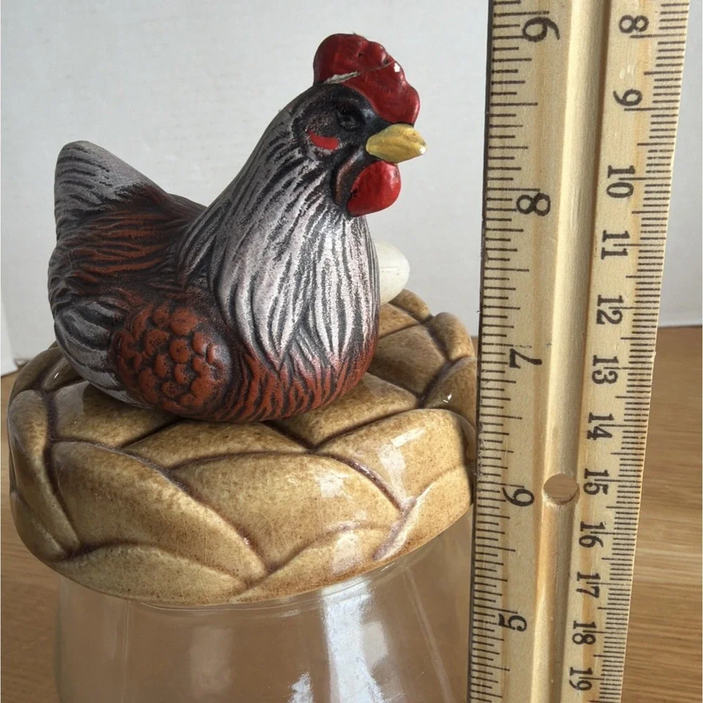 Vintage Mason Jar Chicken Topper Lid , Chicken In Nest Farm Country